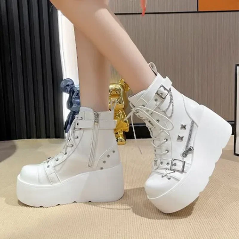 Motorcycle Chain - Botas de combate hasta el tobillo